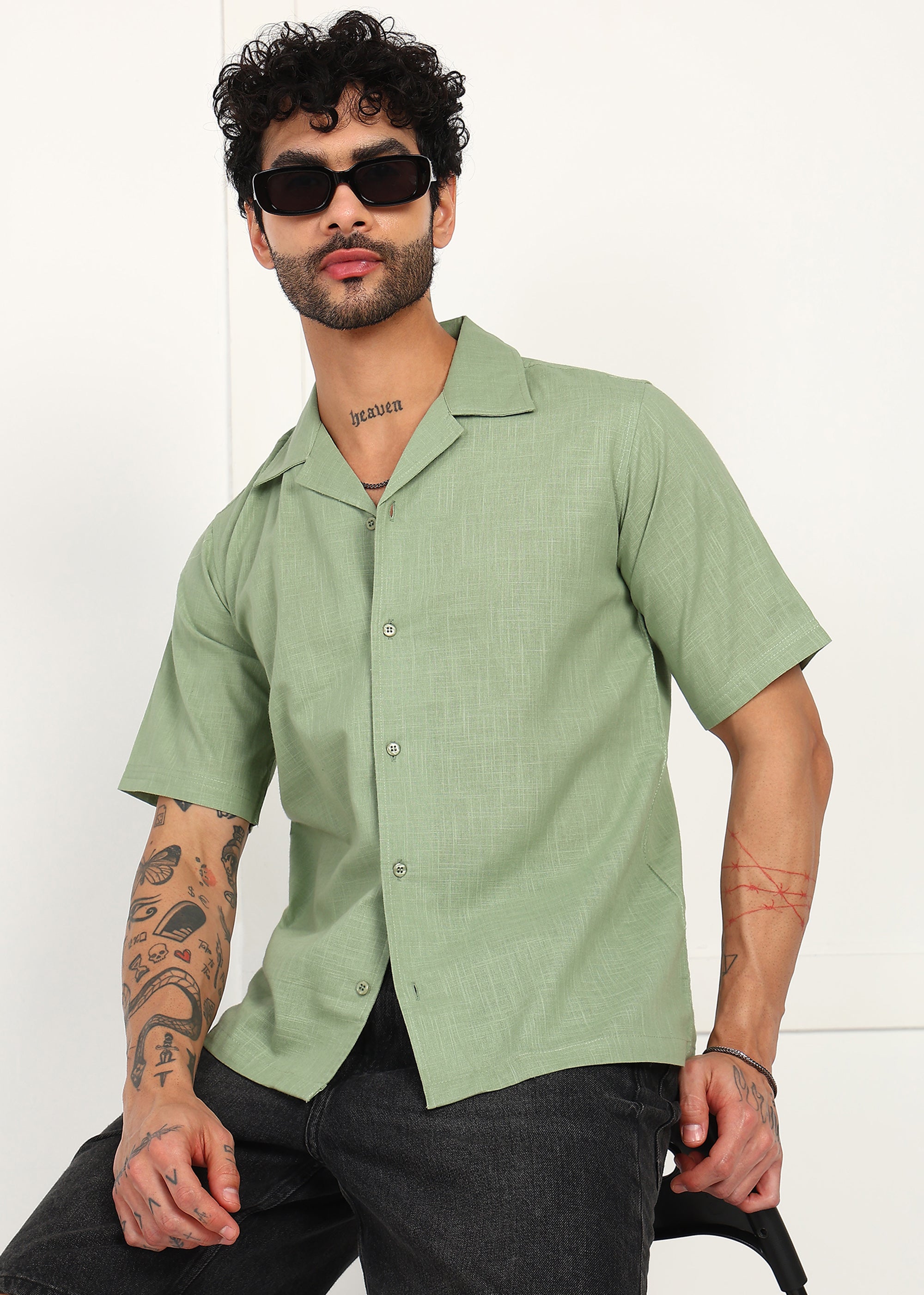 Fabmade Sage Breeze Linen Shirt