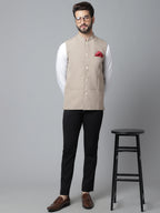 Even Apparels Men's Brown Nehru Jacket With Welt Pockets