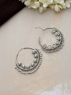trueBrowns Silver Tone Pearl Hoop Earrings - Distacart