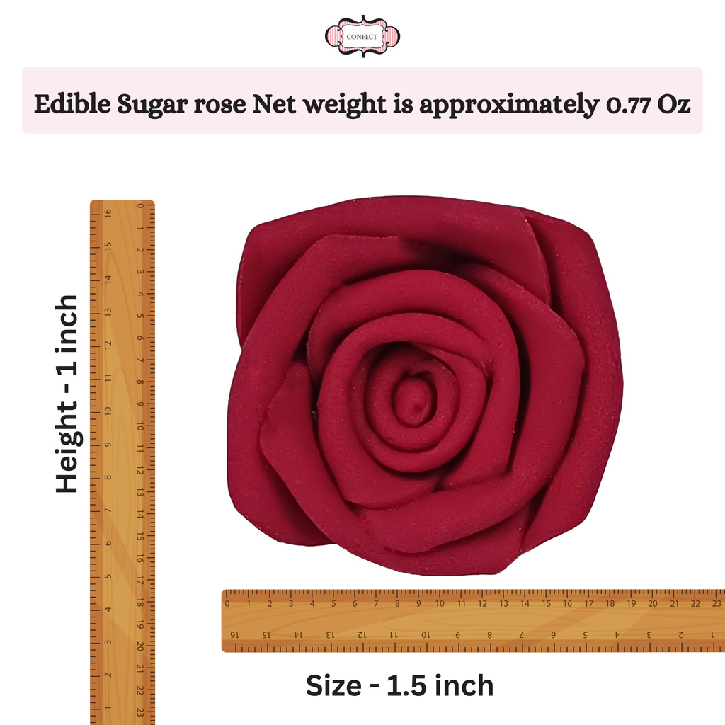 confect sugar roses topper sugar roses for cake decorations edible rich deep burgandy rose pack of 12
