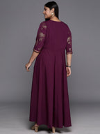 Ahalyaa Plus Size Floral Print Crepe Layered A-line Maxi Ethnic Dress - Distacart