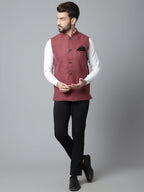 Even Apparels Men's Brown Pure Wool Nehru Jacket