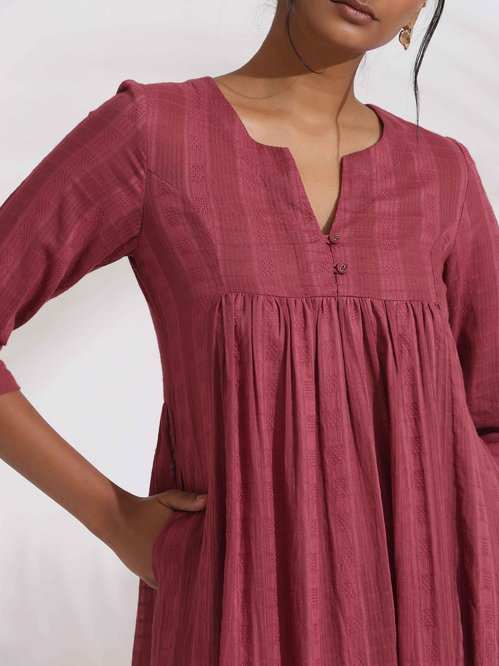 trueBrowns Maroon Cotton Flared Kurta Set - Distacart