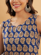 InWeave Ink Blue Small Paisley Kalamkari W/U Top