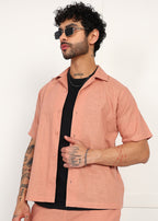 Fabmade Men’S Peach Linen Co-Ord Set