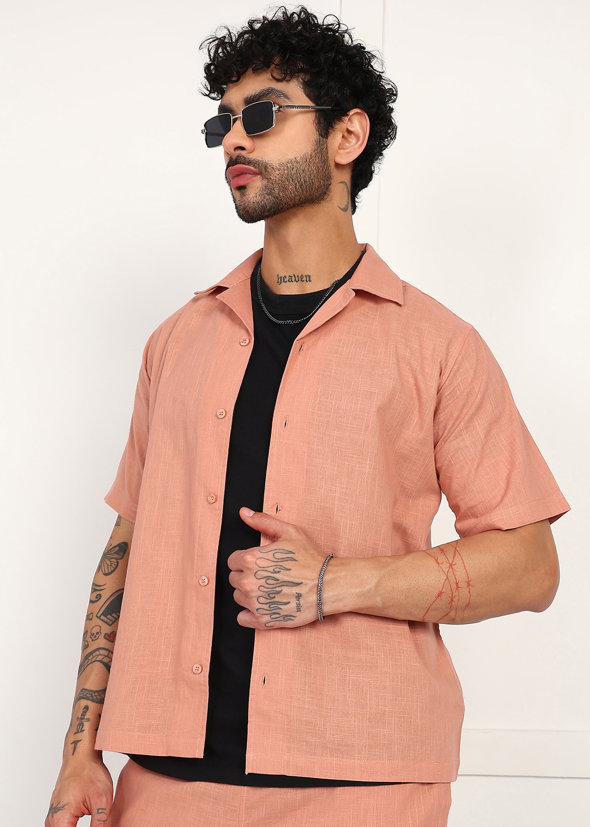 Fabmade Men’S Peach Linen Co-Ord Set