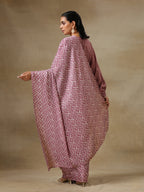 trueBrowns Dark Mauve Bandhani Printed SilkReady to Wear Saree