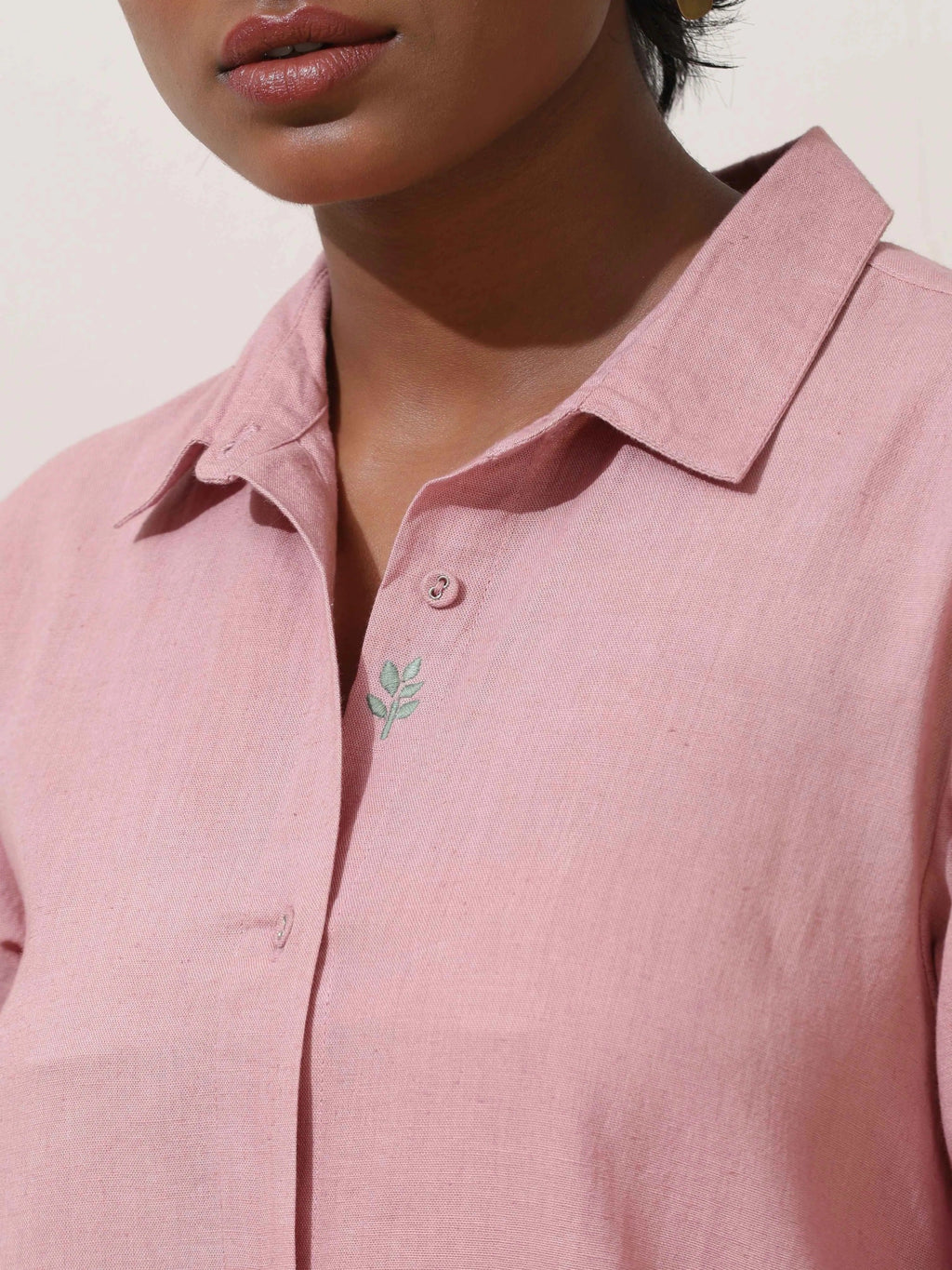 trueBrowns Pink Cotton Linen Dress - Distacart