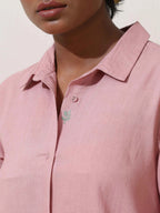 trueBrowns Pink Cotton Linen Dress - Distacart