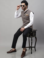 Even Apparels Men's Beige Pure Wool Nehru Jacket