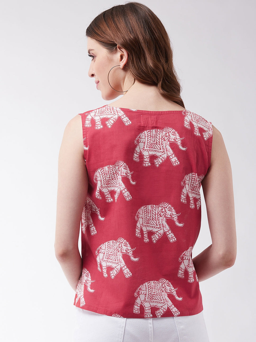 InWeave Red Elephant Sleeveless Top