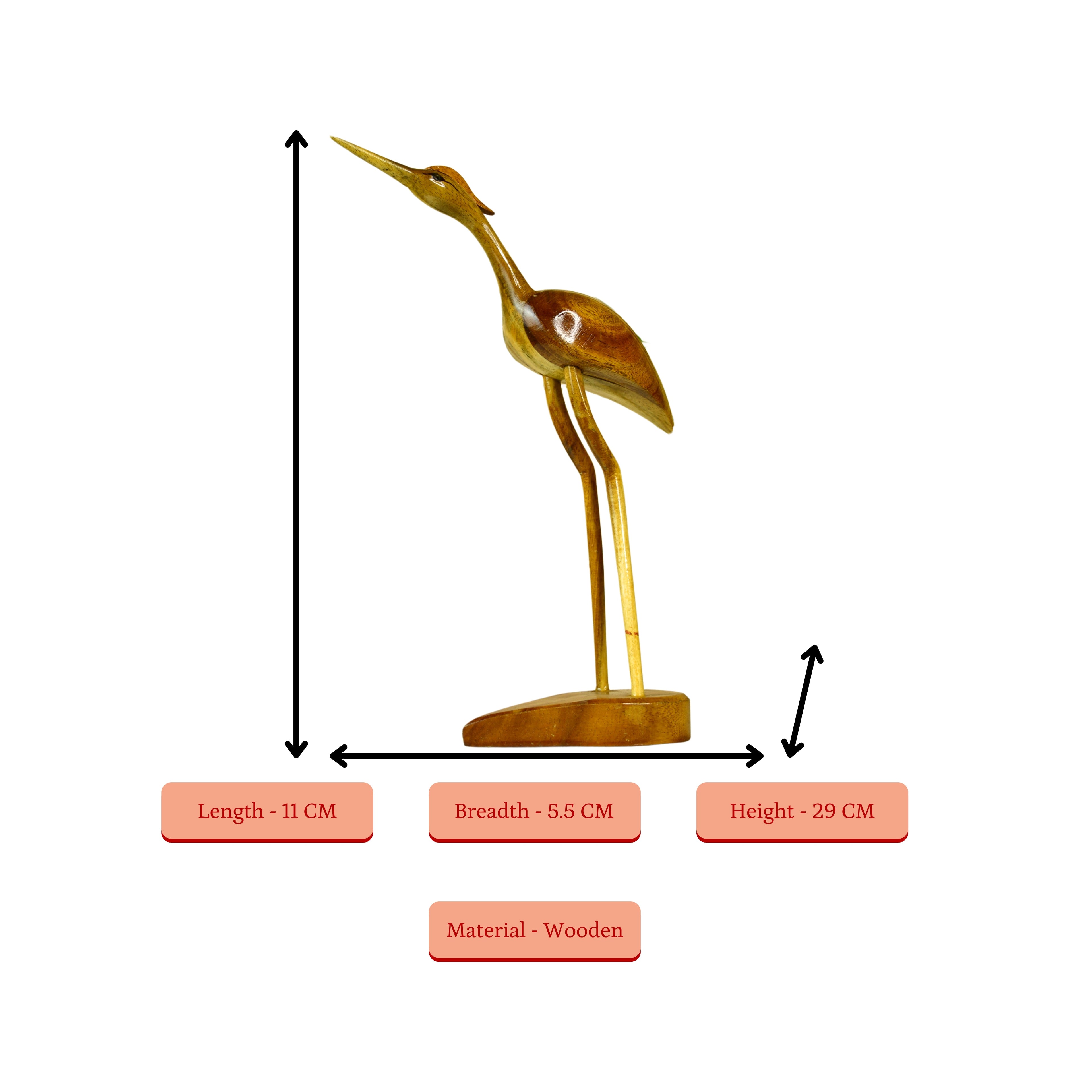 Sowpeace Elegant Wooden Carved Flamingo Sculpture: Premium Abstract Decor Accent - Distacart