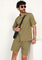 Fabmade Khaki Ease Linen Co-Ord Set