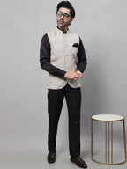 Even Apparels Men's Beige Nehru Jacket With Welt Pockets