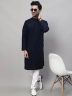 Even Apparels Blue Pure Cotton Kurta With Band Collar - Distacart