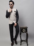 Even Apparels Men's Beige Pure Wool Nehru Jacket