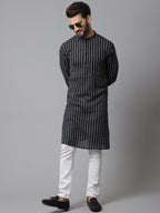 Even Apparels Black Pure Cotton Kurta With Band Collar - Distacart