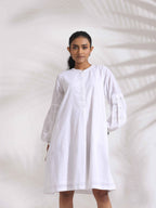 trueBrowns White Cotton Schiffli Short Dress - Distacart