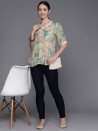 Ahalyaa Floral Printed Tunic with Lace Inserts Detail