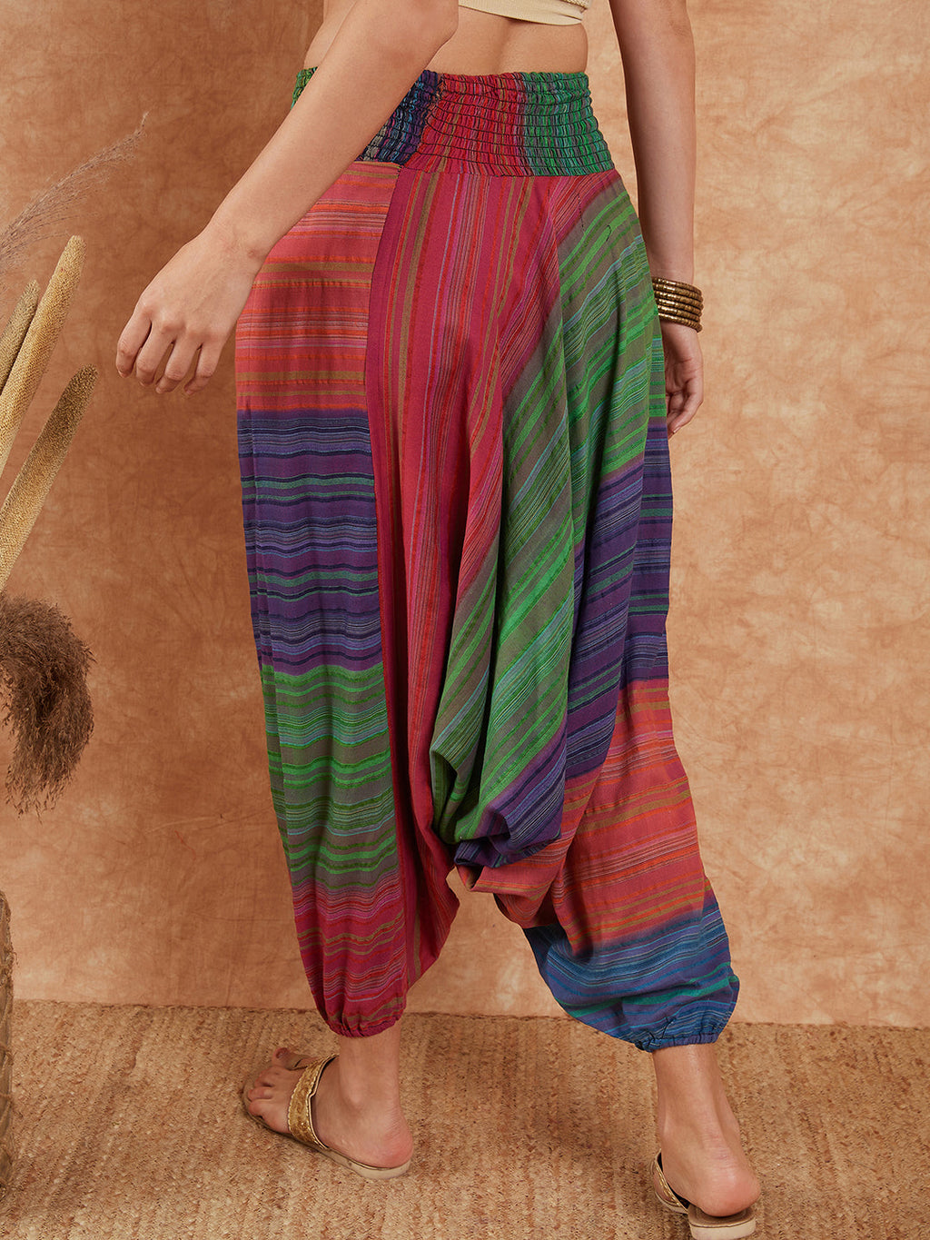 InWeave Women's Blue Multi Colour Harem Pant