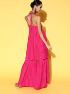 InWeave Fuchsia Backless Kurta Sharara Set
