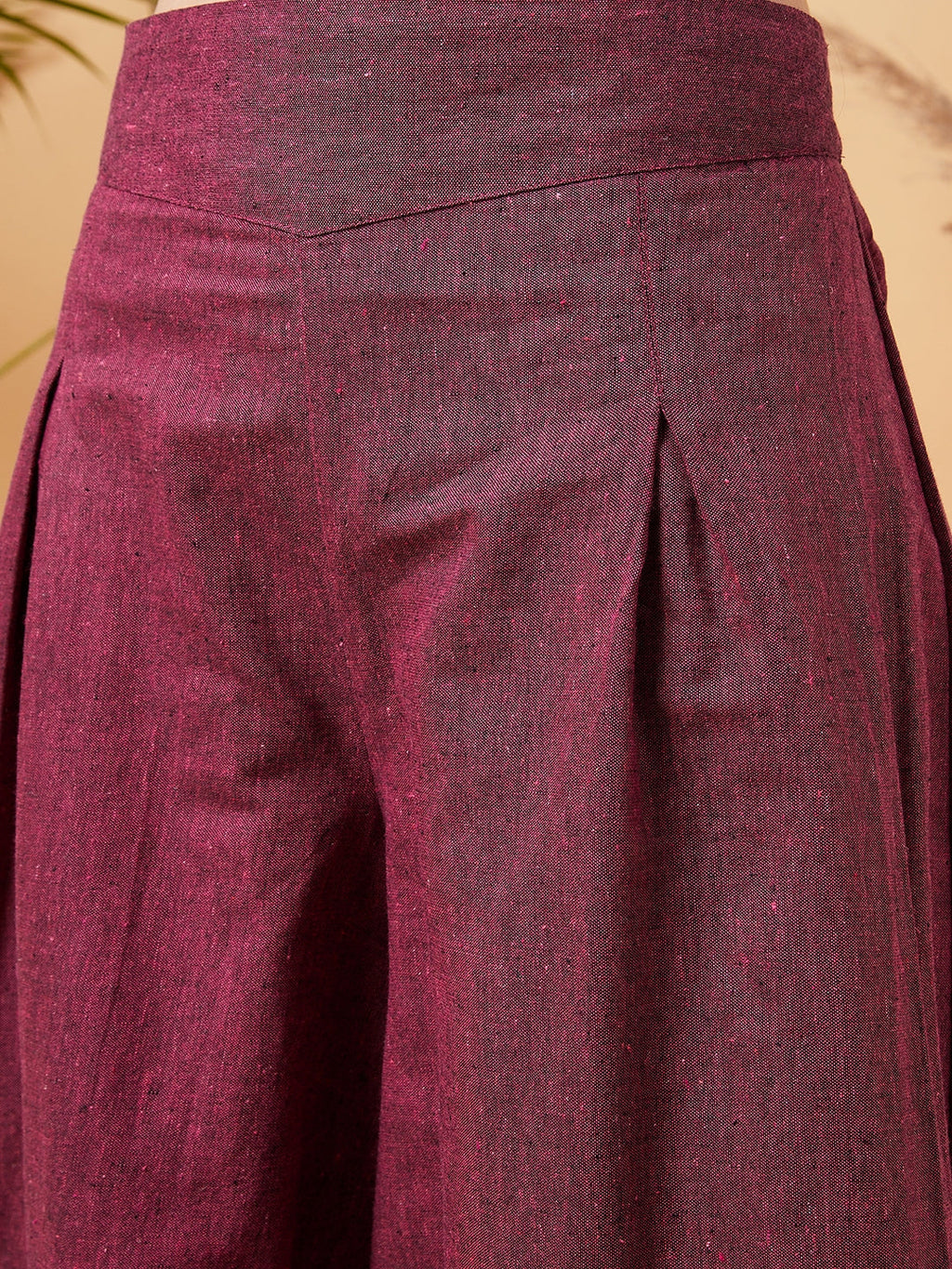 InWeave Women's Pink Wine Handloom Palazzo