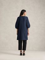 trueBrowns Blue Cotton Blend Short Kurta - Distacart