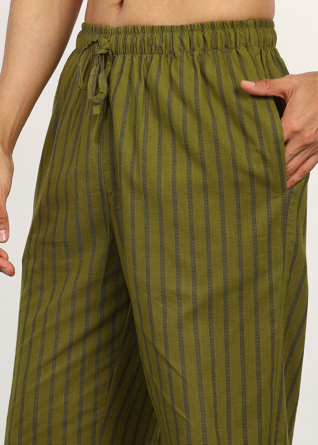 Fabmade Olive Stripe Linen Trouser