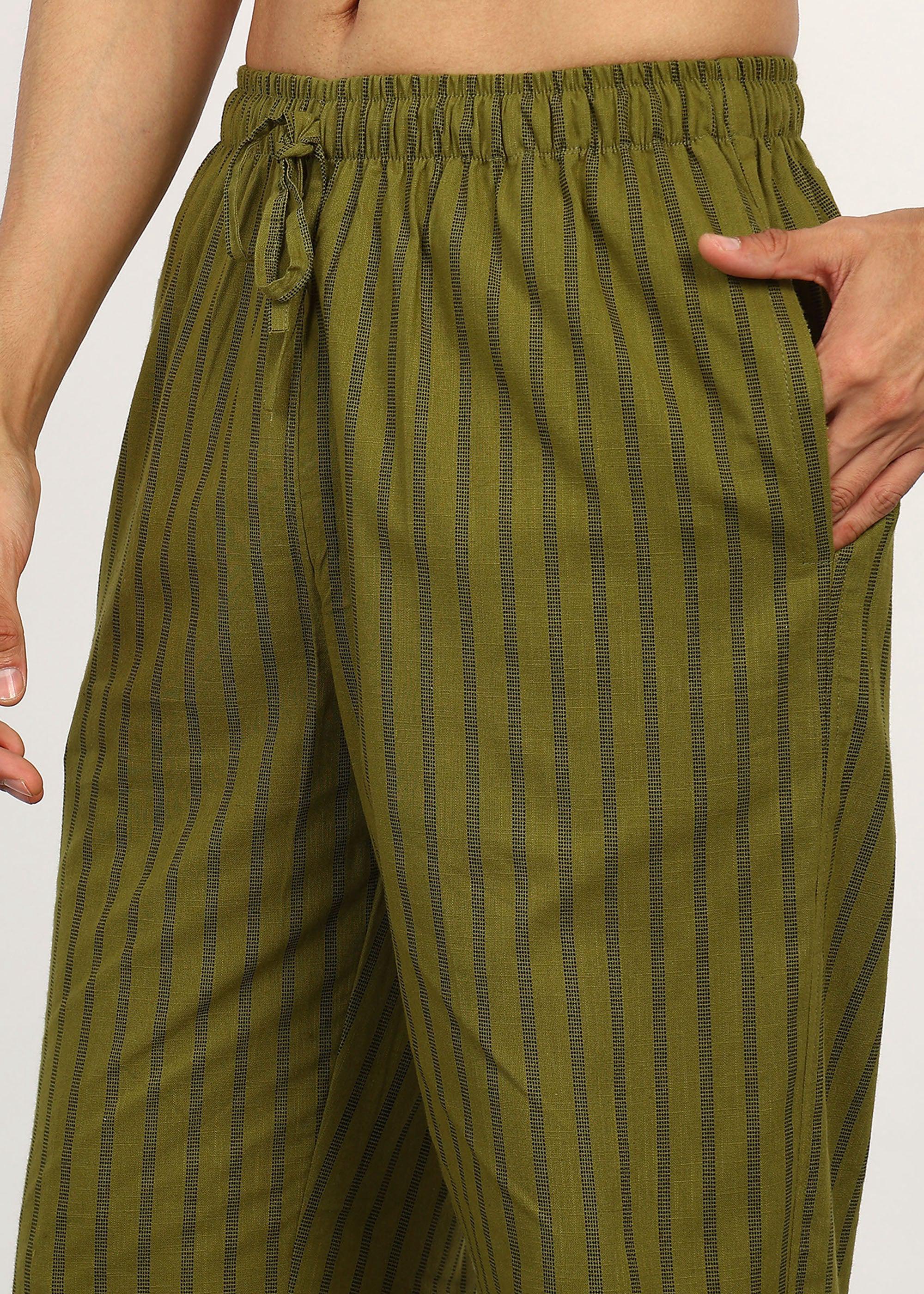 Fabmade Olive Stripe Linen Trouser
