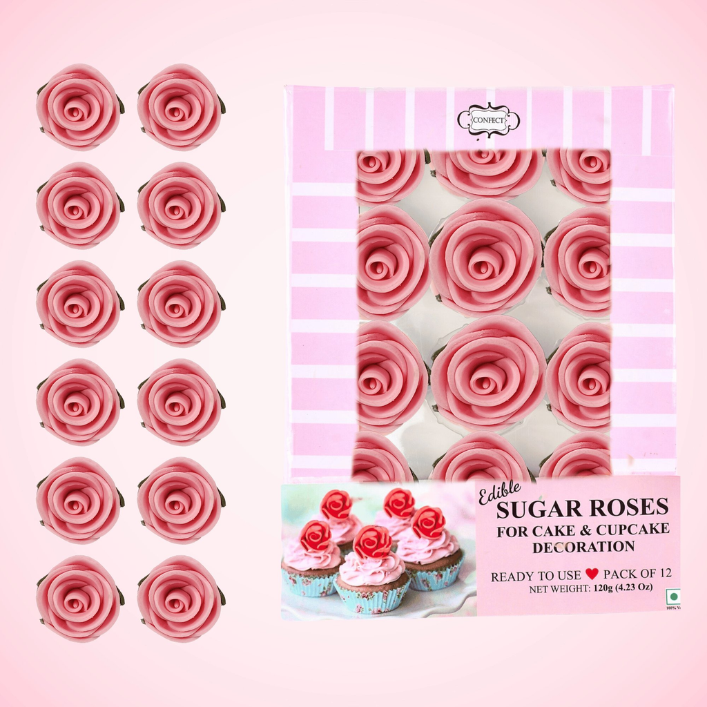 sugar roses for cake cupcake decoration blush pink 120 gms