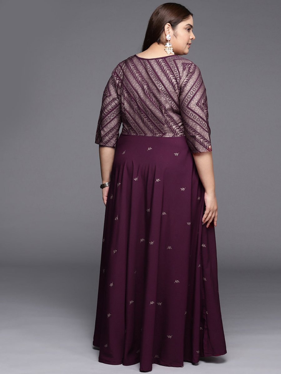 Ahalyaa Plus Size V-neck Maxi Ethnic Dress - Distacart