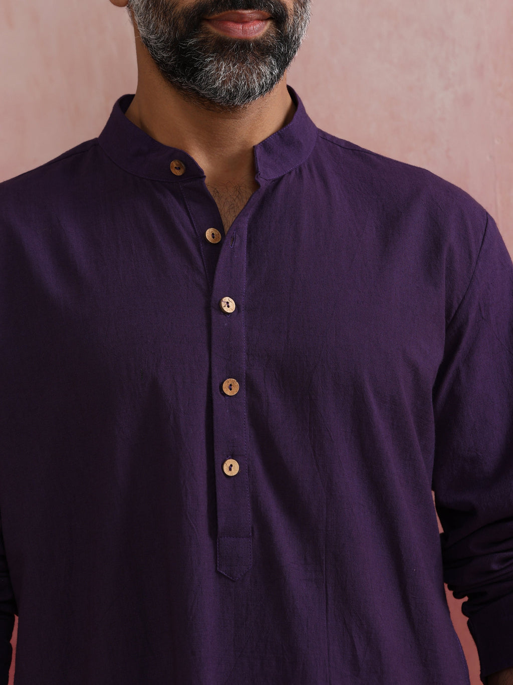 trueBrowns Men's Purple Mandarin Collar Kurta