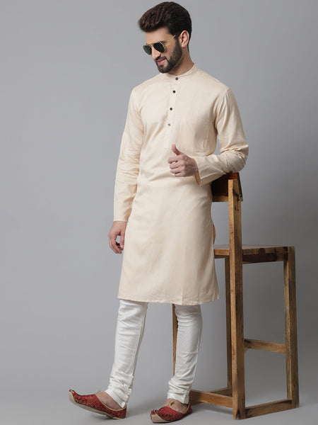 Even Apparels Brown Pure Cotton Kurta With Band Collar