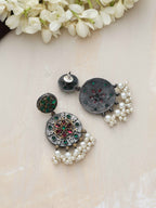 trueBrowns Silver Gold Tone Circular Stone Earrings - Distacart