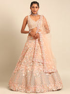 House of Panchhi Peach Net Multi Sequins with heavy Zarkan embroidery Lehenga choli & Dupatta