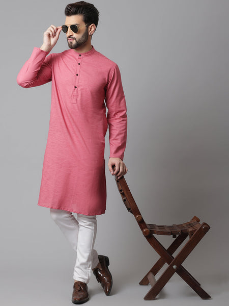 Even Apparels Rust Pure Cotton Kurta With Band Collar