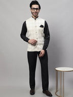Even Apparels Men's Cream Pure Wool Nehru Jacket