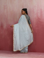 trueBrowns Grey Muslin Silk Saree