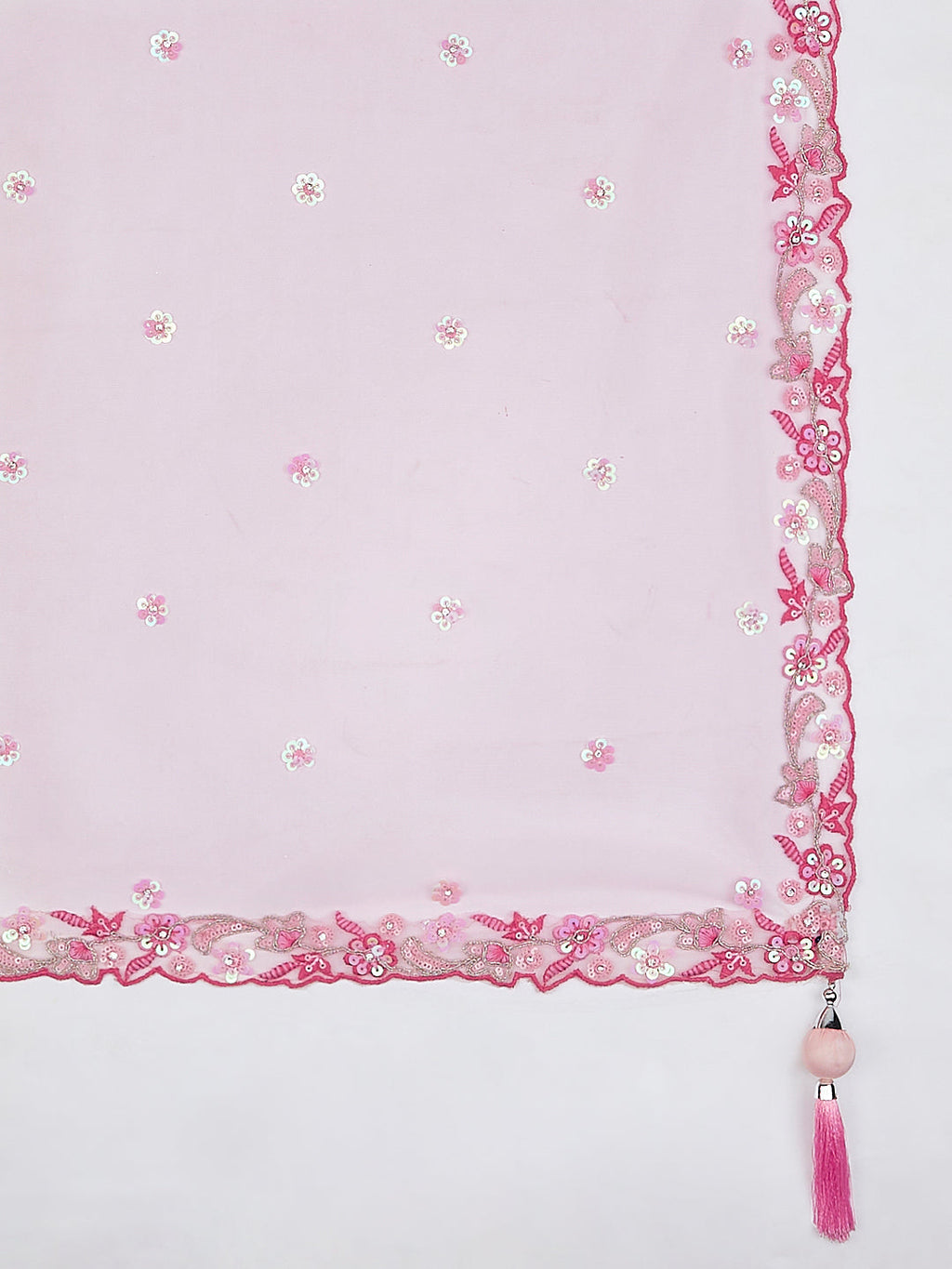 House of Panchhi Pink Georgette Sequins And Thread Embroidery Lehenga Choli & Dupatta