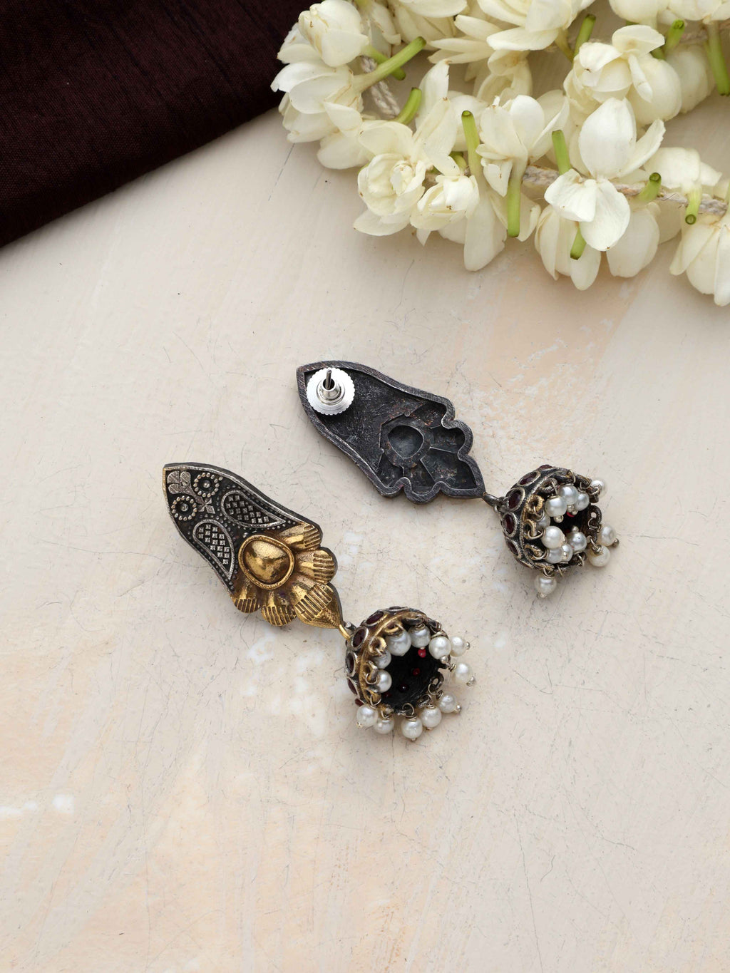trueBrowns Silver Gold Tone Jhumka Earrings - Distacart