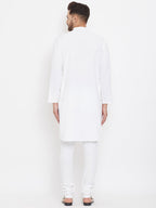 Even Apparels White Solid Kurta With Band Collar - Distacart