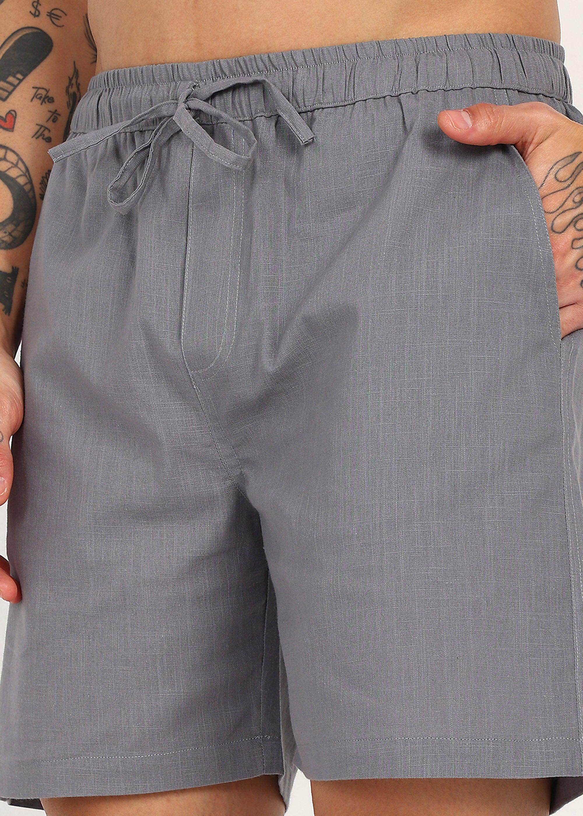 Fabmade Slate Drift Linen Pyjama Shorts
