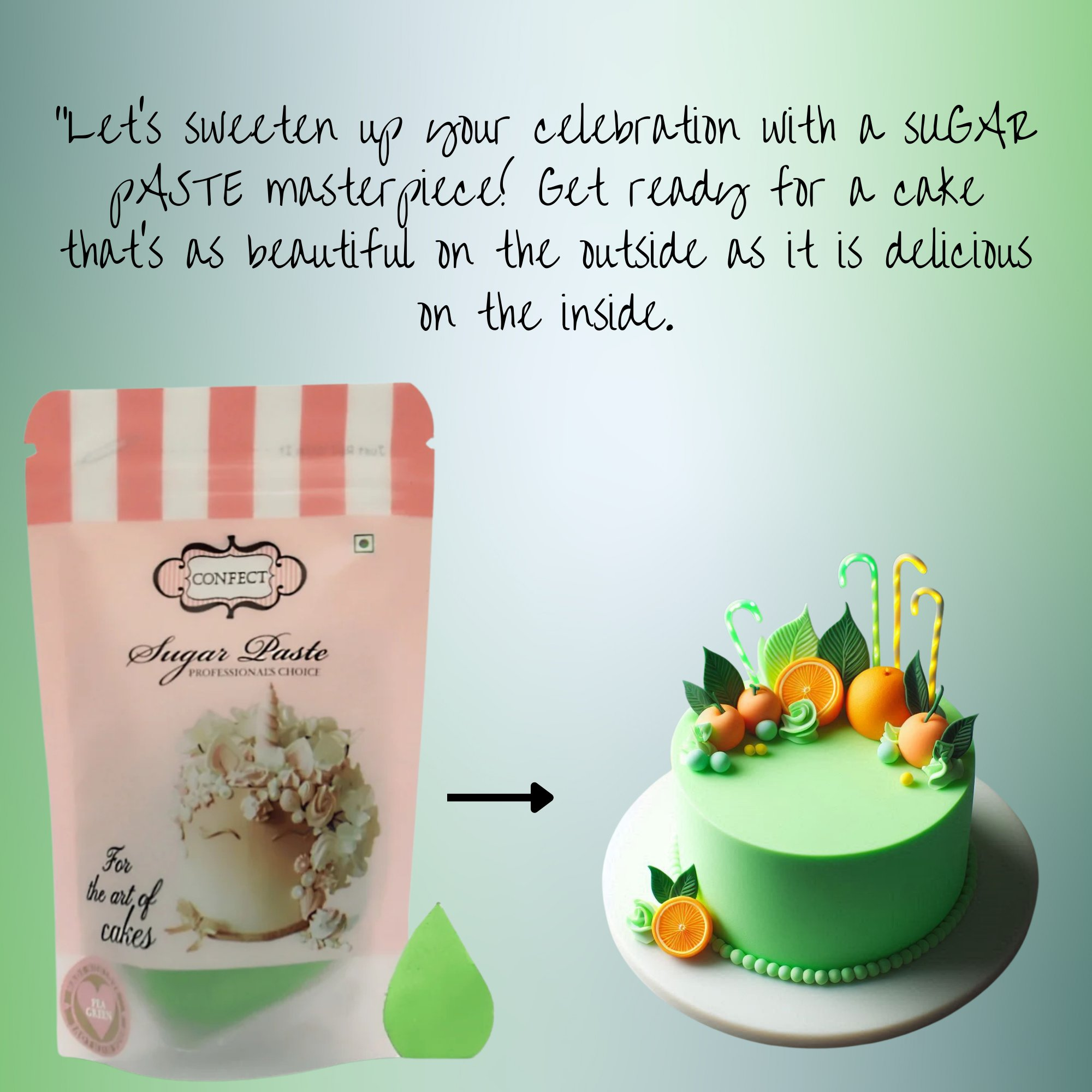 confect neon green sugarpaste br b 250 gms b