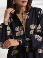 trueBrowns Black Cotton Print Short Dress - Distacart