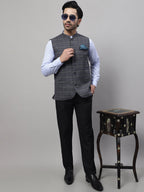 Even Apparels Men's Grey Nehru Jacket With Welt Pockets