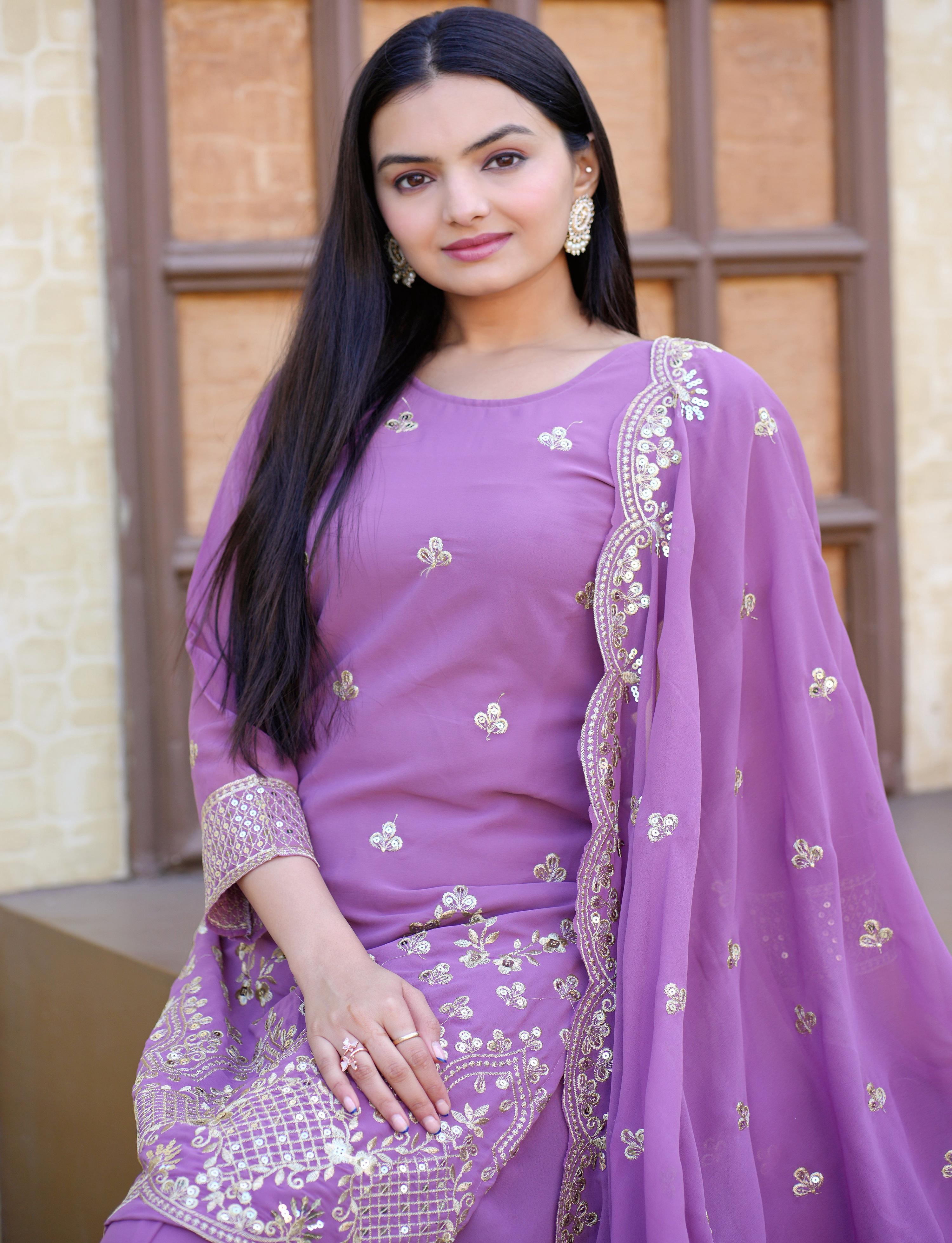 Yash Enterprise Elegent Georgette Embroidery Pink Readymade Salwar Suit - Distacart