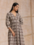 trueBrowns Clay Dabu Overall Print Cotton Wrap Dress - Distacart