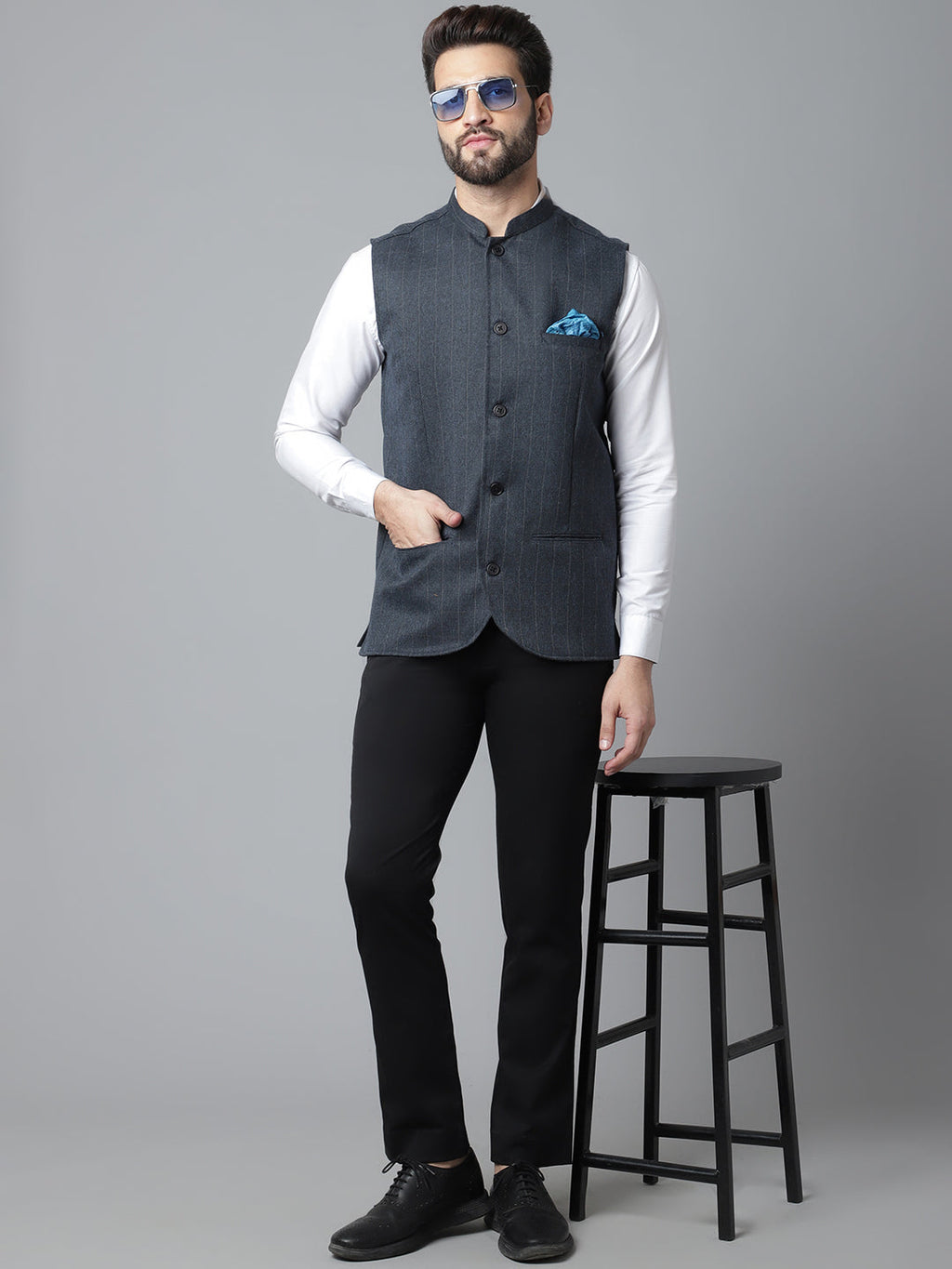 Even Apparels Men's Beige Nehru Jacket With Welt Pockets