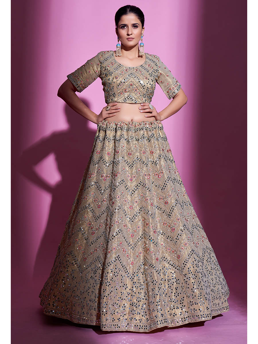 Myra Tan Gota Silk Embroidered Designer Lehenga Choli