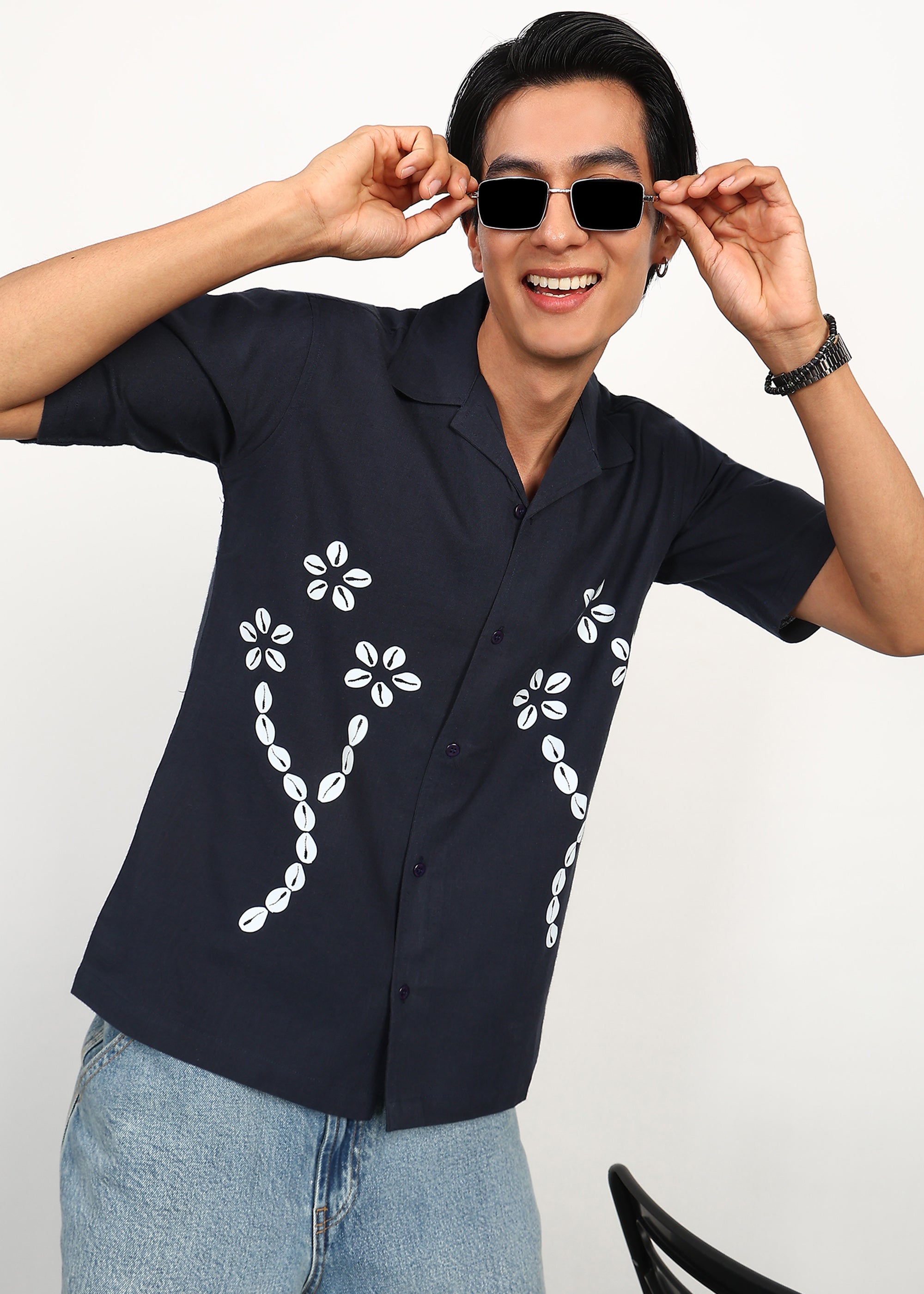 Fabmade Midnight Bloom Linen Shirt